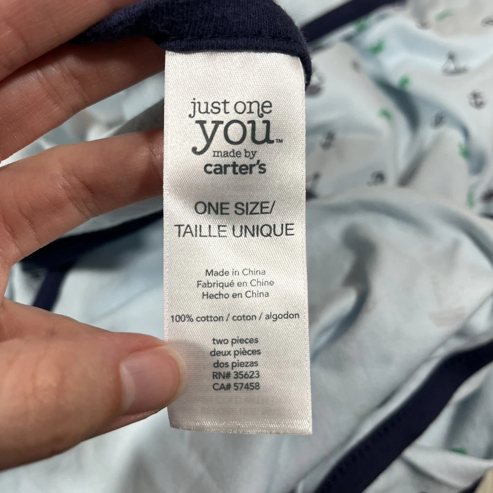 Manta de bebé azul Carters Just One You de colección con ancla de veleros cangrejos verdes Q1 Foto 4 de 4