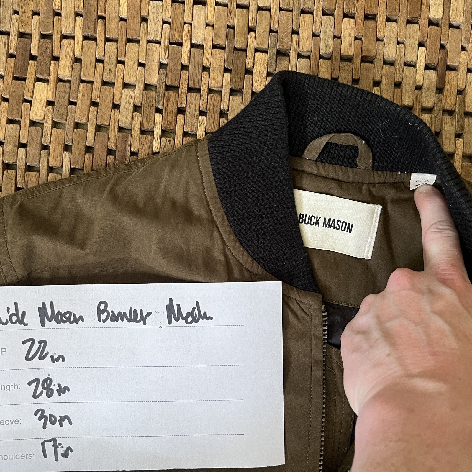 Huckberry Buck Mason Oil Cloth Bomber Jacket Full Zip Brown Black Men’s Medium M eBay