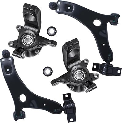 Front Steering Knuckles Wheel Hubs Lower Control Arms for 2006 - 2011 Ford Focus