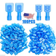 100pcs Male Female Insulated Wire Terminal Spade Crimp Connectors Blue 16-14AWG