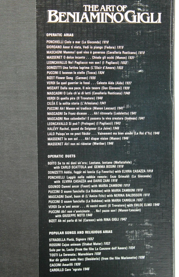 [EX 3 LP BOX SET] The Art of BENIAMINO GIGLI Vol.1 Arias HMV MONO RLS 729  - Изображение 4 из 4