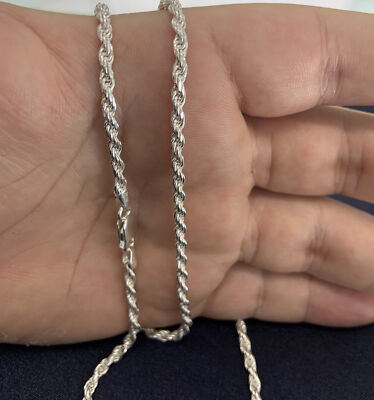 1.8mm Diamond-Cut Italian Rope Chain Necklace – 925 Sterling Silver – 16-30 Inch – Alfred & Vincent