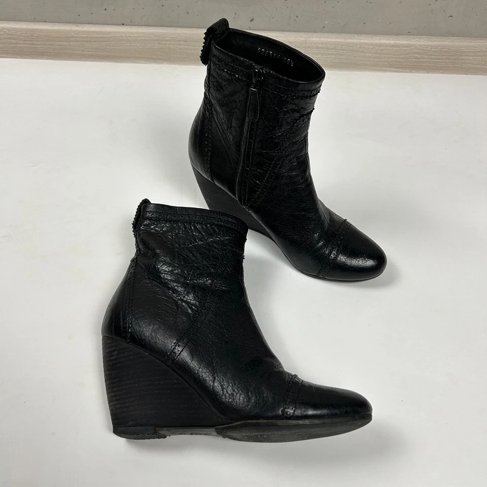 Balenciaga París Vintage Y2K Brogue Cuero Cuña Botines Mujer Foto 2 de 4