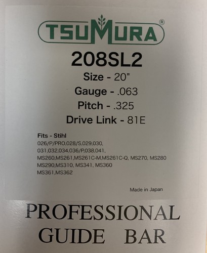 20" TsuMura Guide Bar .325-063-81DL fits Stihl MS291 WITH FREE TITANIUM CHAIN! - Picture 5 of 5
