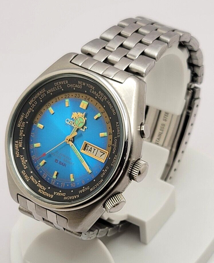 Vintage Orient Automatic World Time Stainless Ste… - image 3