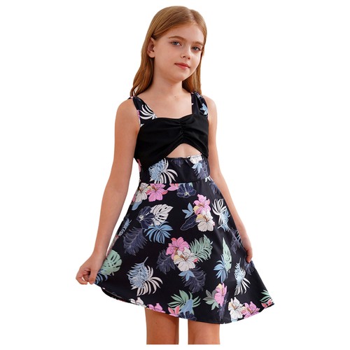 Kids Girls Short Dresses School Sundress Summer Dress Bodice Daily Wear Uniform