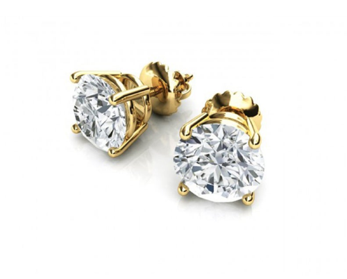 1,5 KT Diamant Ohrstecker 14K Gelbgold Natur Rund Schliff Brillant GIA - Bild 2 von 8