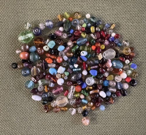 Glass Mardi Gras Beads Loose Small Bag Multicolor Various Sizes