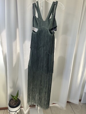 green emerald velvet dress Herve Leger Size M Dress