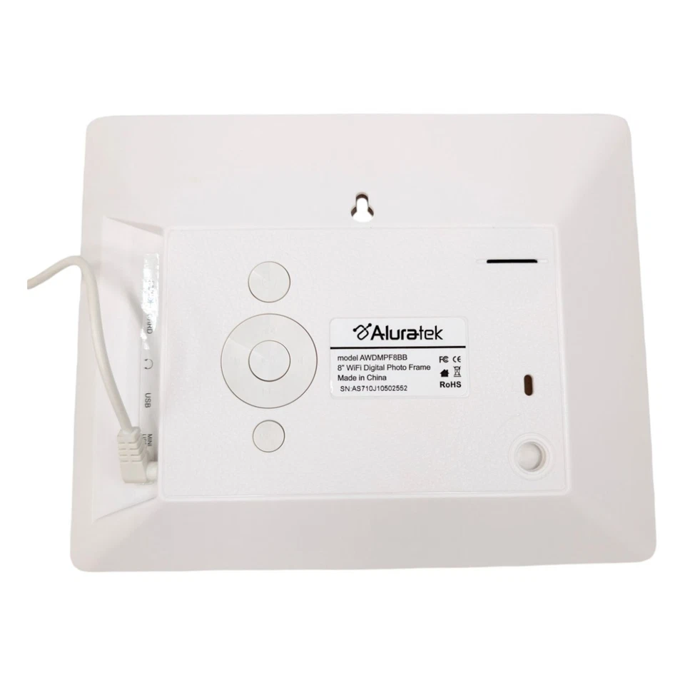 Aluratek 8" WiFi Digital Photo Frame White AWDMPF8BB Touchscreen LCD Display - Image 4 of 4