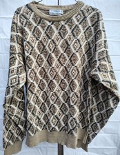 Vintage Nordstrom Tricots St Raphael Wool Blend Sweater Geometric Size LT