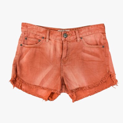 Distressed Shorts Orange Jeans Shorts Bring The Heat Stretch Cut