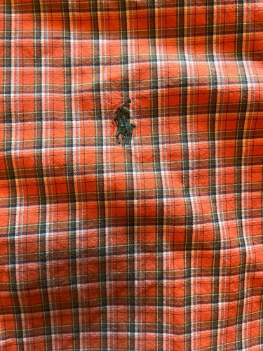 Camicia Ralph Lauren grande manica lunga vestibilità classica a quadri arancione preppy - Foto 5 di 5