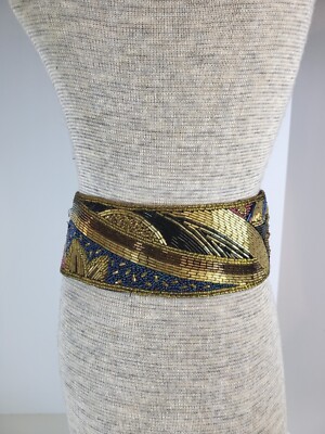 Vintage Hand-beaded Gold Belt Adjustable s-l400.jpg main image 4