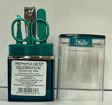 LaCross - Pointed curved cuticle scissors, nail clip, slant tip tweezer, file