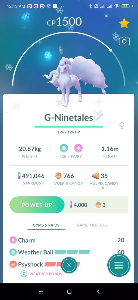 Shiny Ninetales Alola 3Moveset CP under 1500 - PVP Great League