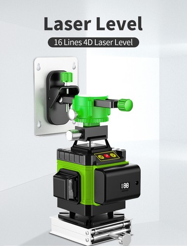 16 Lines 4D Cross Line Laser Level Green Beam with 2 Rechargeable Battery Tripol - Picture 7 of 11