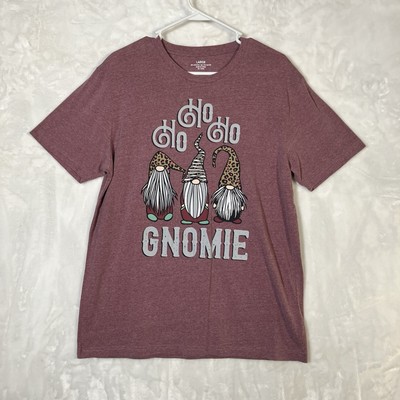 Women s Purple Ho Ho Ho Gnome Matron Graphic Tee Size L