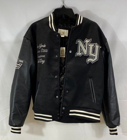 Aeropostale Mens Black Embroidery Varsity Jacket Size Medium