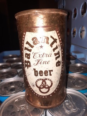 BALLENTINE EXTRA FINE BEER EMPTY OPENED 12 OZ FLAT TOP STRAIGHT STEEL BEER CAN