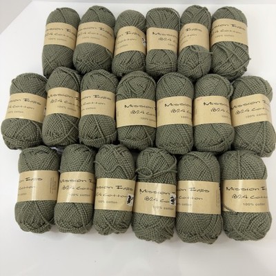 19 Skeins Mission Falls 1824 Cotton Yarn Color 300 Lichen Same Dye Lot New