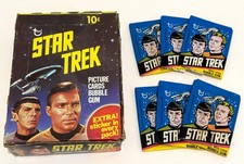 1976 Topps Star Trek Empty Display Box Great Condition + 6 Wrappers With No Rips