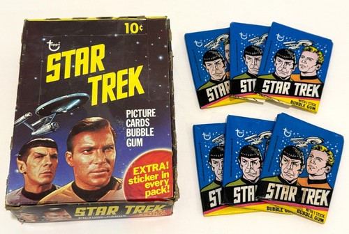 1976 Topps Star Trek Empty Display Box Great Condition + 6 Wrappers With No Rips