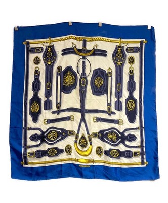 Hermes Scarf Carr 90 100％Silk HARNAIS DES PRESIDENTS Presidential Harness