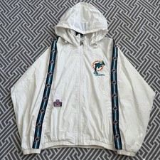 Vintage 90s Pro Player Miami Dolphins Jacket NFL Hooded Windbreaker Medium