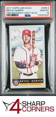 2017 TOPPS ARCHIVES 1959 BAZOOKA LIGHT BLUE #59B-5 BRYCE HARPER #/75 PSA 10