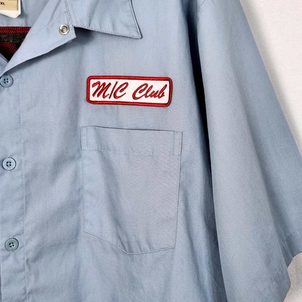 Camisa abotonada vintage West Coast Choppers Jesse James Work Wear para hombre 2XL azul Foto 3 de 4