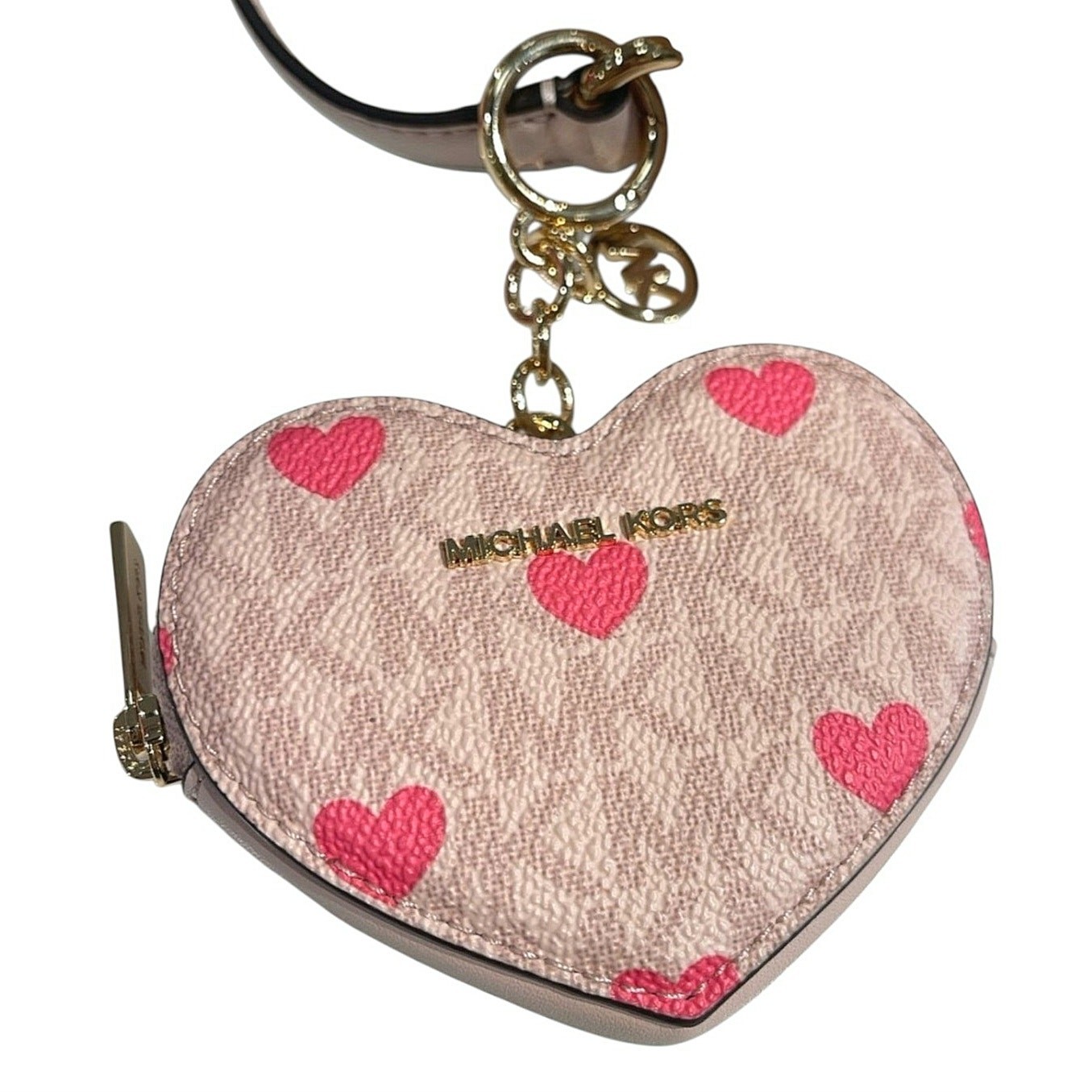 NEW MICHAEL KORS HEARTS COIN POUCH WALLET JET SET LOGO POWDER BLUSH PINK GIFT  thumbnail 2
