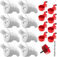 No Waste Chicken Feeder and Waterer Set with Rat Stopper Caps 8 Ports 8 Cups