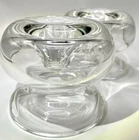 Steuben Crystal Nimbus Candlesticks Holders Pair Chunky Mid Century Modern Minty