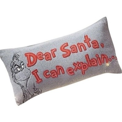 Pottery Barn Teen Grinch Dear Santa I Can Explain Pillow Cover Dr. Seuss Lumbar