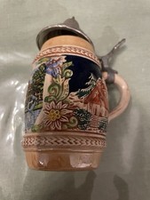 Vintage German Beer Stein With Unique Hand Painted Designs