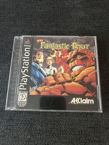 Fantastic Four (Sony PlayStation 1, 1997) CIB Black Label mit Handbuch ohne Regcard