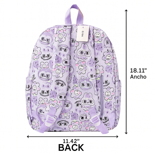 Fashion Animated Backpack with USB Charging Port Black Pink 18.11x11.42 Inch. - Picture 21 of 24