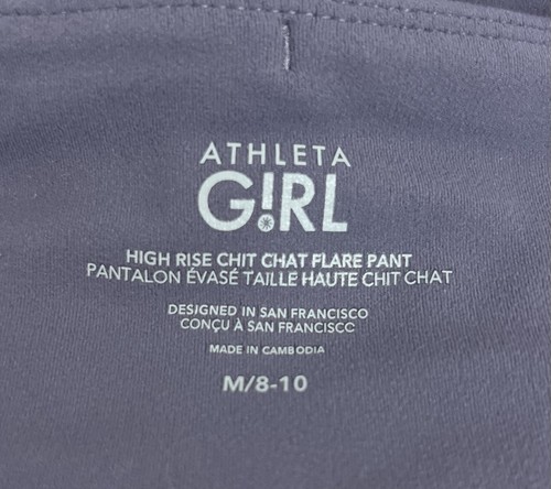 Athleta Girl High Rise Chit Chat Flare Pant M 8-10 Purple Drawcord Pocket Logo - Picture 4 of 8