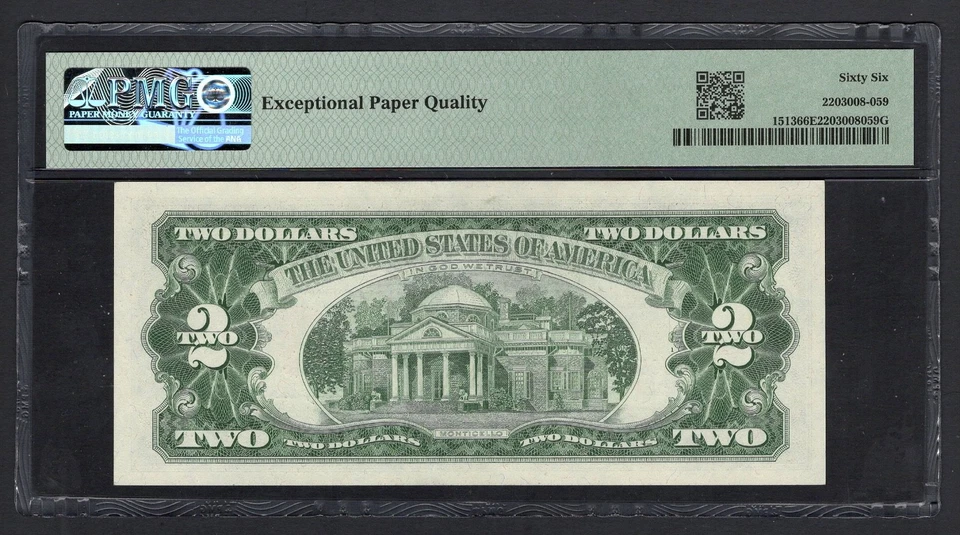 United States-Legal Tender Note 2 Dollars 1963 Fr#1513 (AA Block) UNC Grade 66 - Image 2 of 2