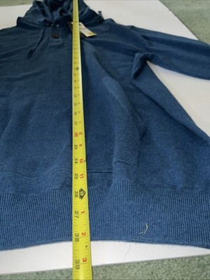 Chaps NWT Terry Hoodie Sweatshirt, Medium, Blue, Button Large