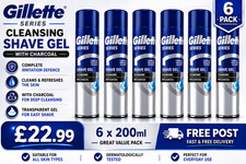 Gillette Series Cleansing Shave Gel with Charcoal, 6 x 200ml 20.51 per litre
