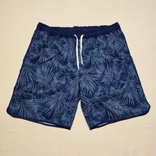Fair Harbor Men's XXL Swim Trunks Navy Graphics Print Elastic Waist Drawstring