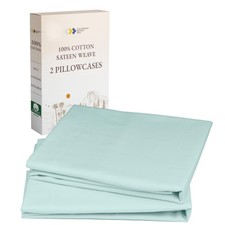 100 Cotton Pillow Cases Standard Size Set of 2, Soft Sateen Weave Pillowcase...