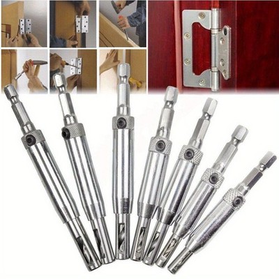 7Pcs Self Centering Drill Bit Set for Hinges, Wood Window Door DIY Tool Kit