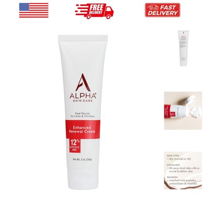 Skin Care Enhanced Renewal Cream, Anti-Aging Formula, 12% Glycolic AHA, Reduc...