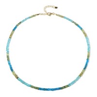 Cavill Apatit Halskette Damen 925 Silber Vergoldet 61,53Ct Blau GrüN