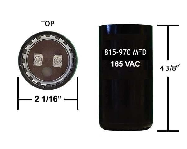 815-970 MFD 165 VAC motor start capacitor