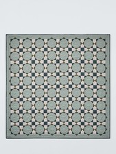 John Lewis Diamond Patchwork Quilted Linen Cotton Bedspread 220x220cm - Sage A