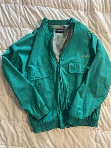 Vintage Holloway IBM OS/2 Windbreaker Jacket Large USA Made 90s Teal Embroidered - product listing photo